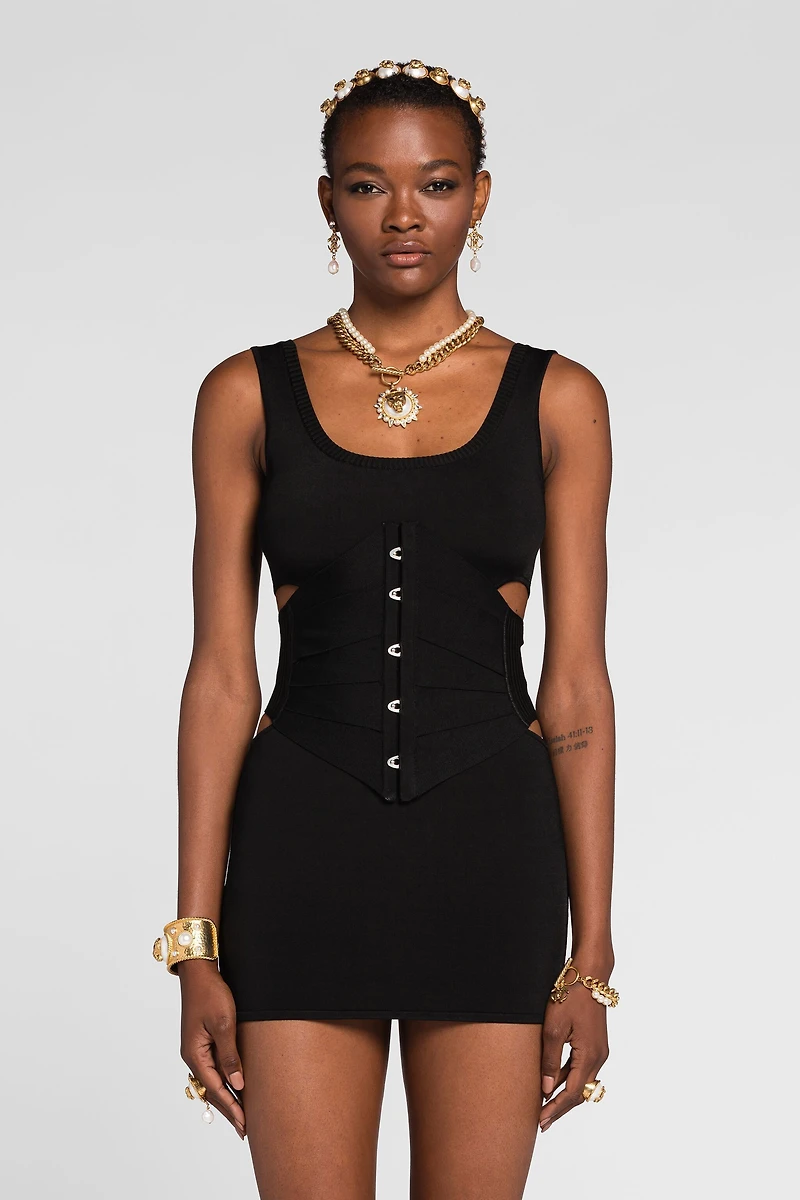 Cut-Out Knit Mini Dress
