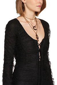 Corset front gathered lace dress