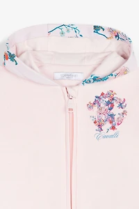 Floral And Jaguar-Print Cotton Hoodie
