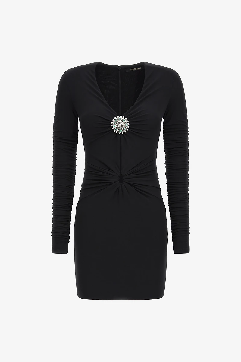 Short dress with ruffles and stones