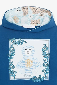 Teddy Bear-Print Cotton Hoodie