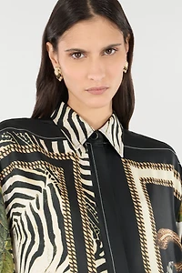Long Shirt With Zebra And Snake Print
