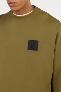 Military Green Sweatshirt With Logo Patch