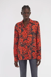 Red Poppy Print Shirt