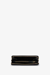 Black Zip-Around Wallet With Mirror Snake Monogram