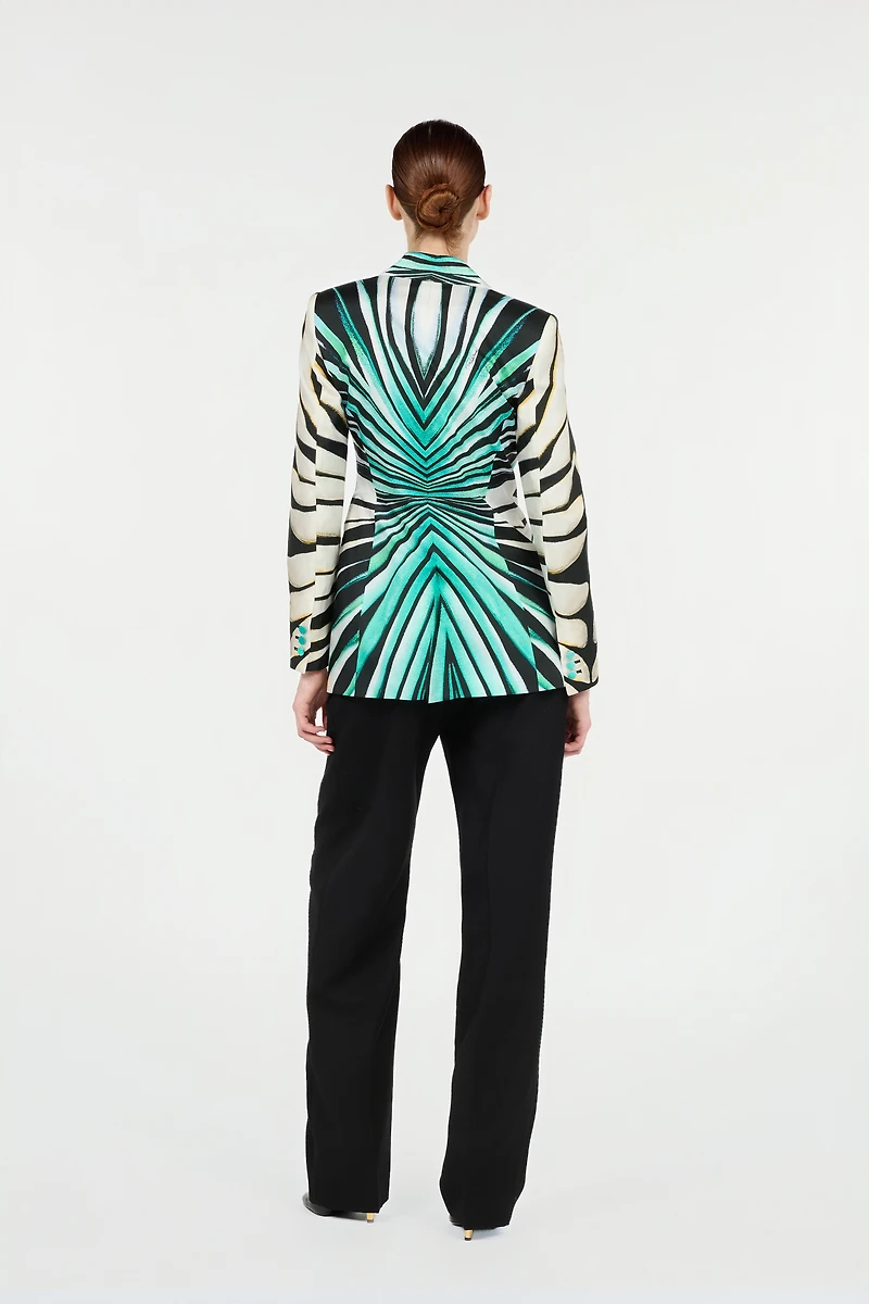 Ray Of Sea Print Silk Jacket