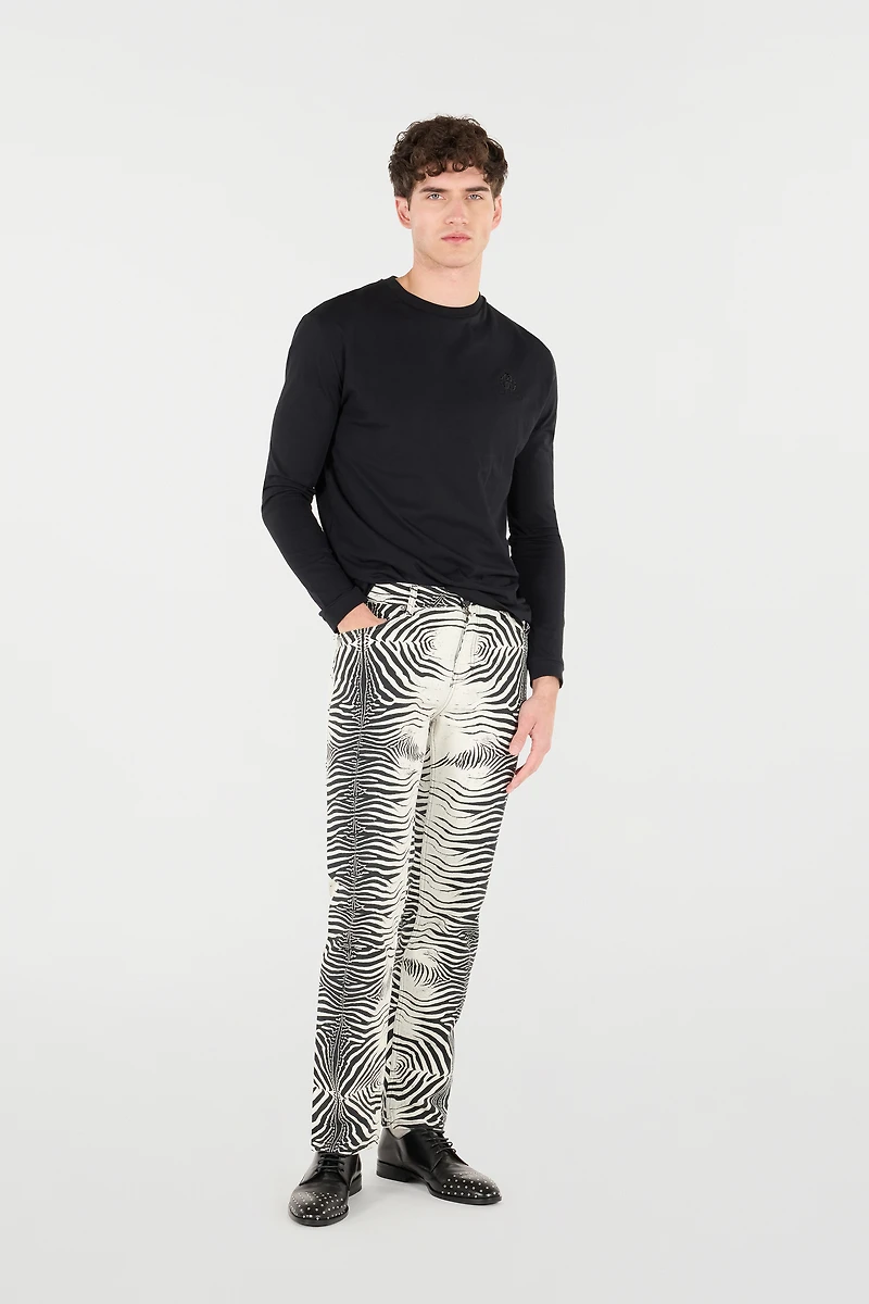 Pants With White Tigress Print