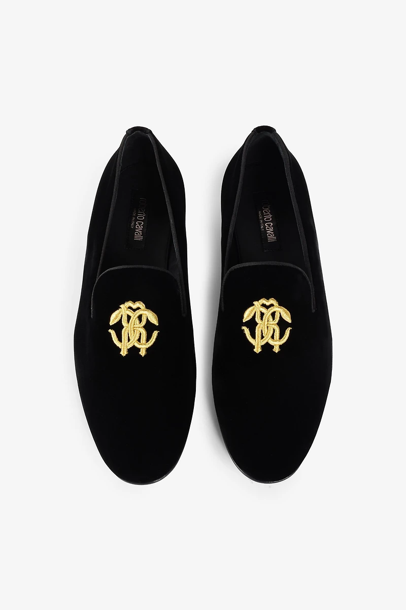 Monogram-motif velvet loafers