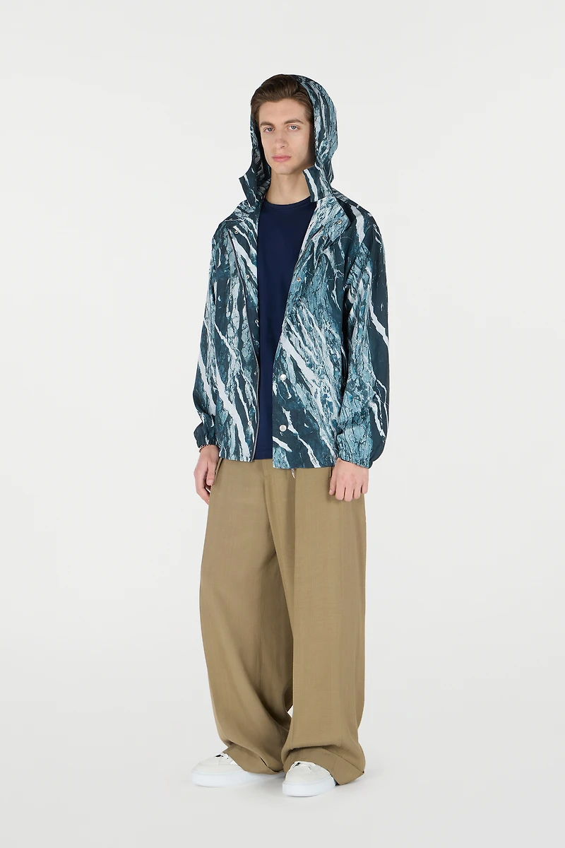 Marble-Print Bomber Jacket