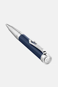 Roberto Cavalli Lacquer Ballpoint Pen, Silver Color & Dark Blue Lacquer