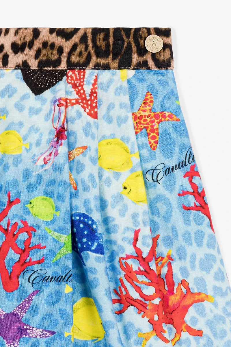 Sea-motif pleated skirt