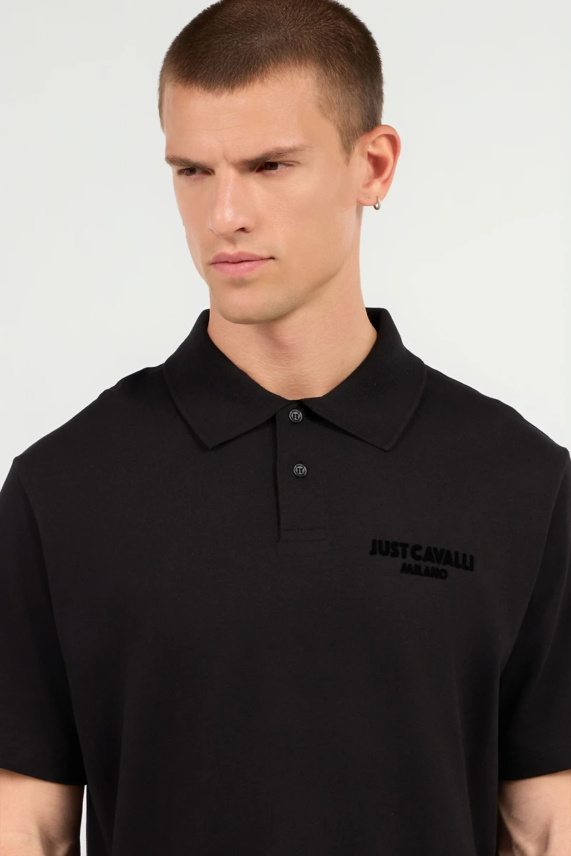 Black Polo With Embroidered Logo