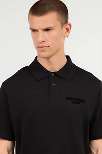 Black Polo With Embroidered Logo