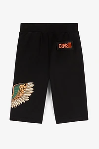 Feather-Print Cotton Shorts