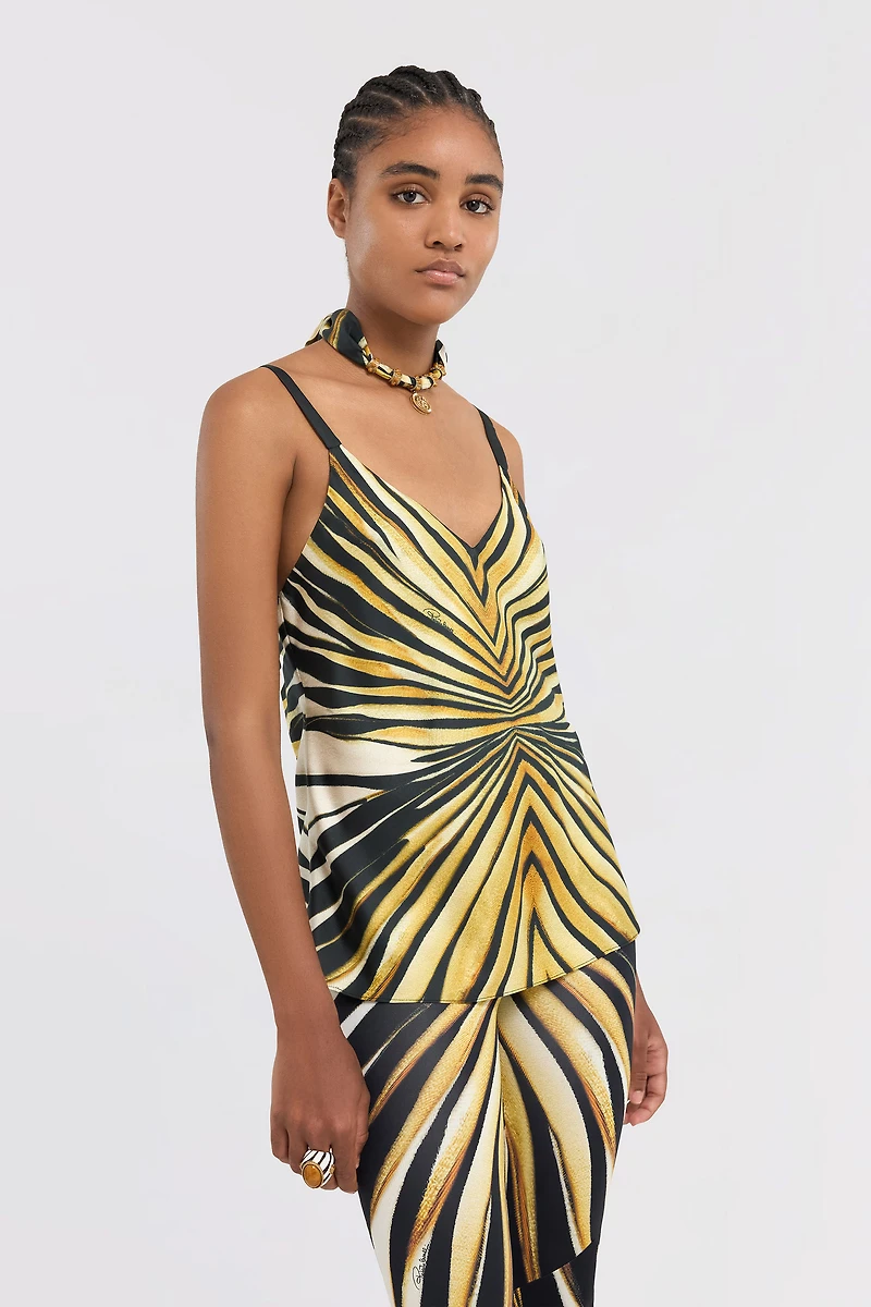 Ray Of Gold Print Silk Top