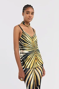 Ray Of Gold Print Silk Top