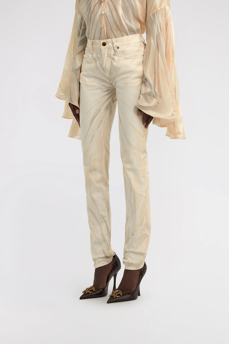 Ray Of Gold Print Skinny Cotton Trousers