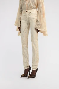 Ray Of Gold Print Skinny Cotton Trousers