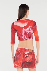 Rose-Print Crop Top