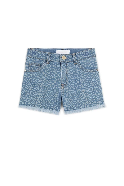 Leopard-Print Denim Shorts