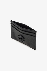 Black Leather Card Case With Monogram RC