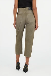 Olive Green Cropped Jeans