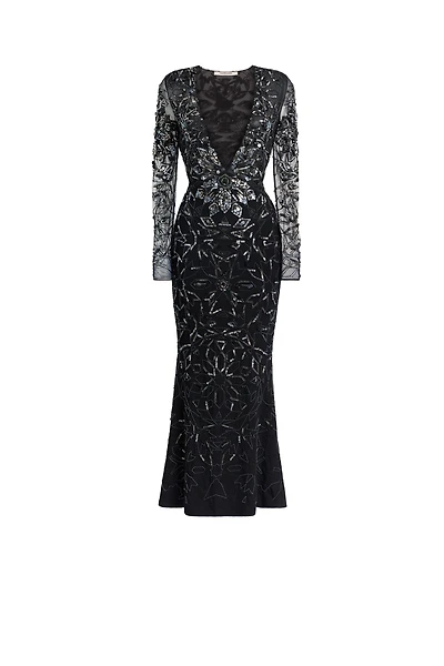 Mosaic embellished fishtail dress