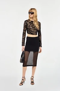 Crop Top With Rhinestone-Detailed Zebra Design