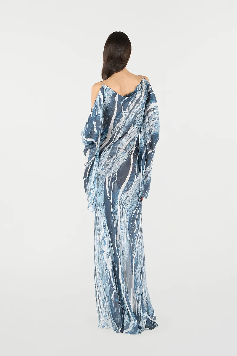 Marble-Print Flowing Dress