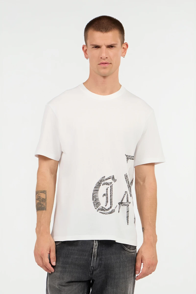 White Cotton T-Shirt With Graphic Print