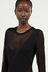 Black Mini Dress With Sheer Inserts