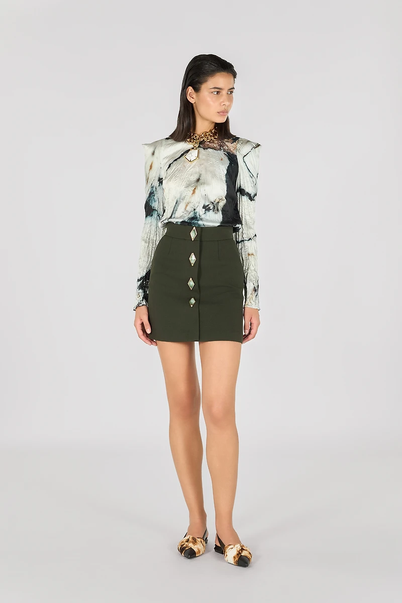 Mini skirt with jewel buttons