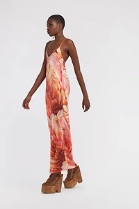Plumange Print Silk Maxi Dress