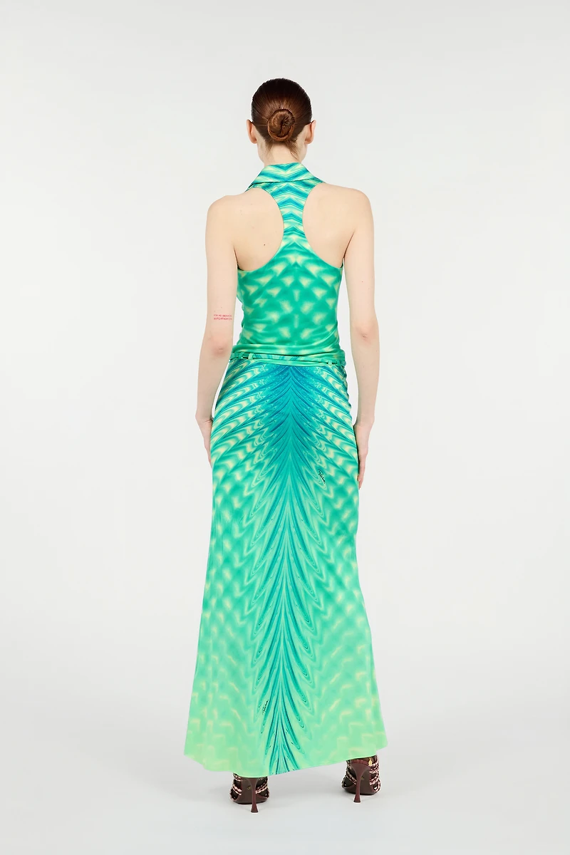 Long Dress with Optical Glass Print