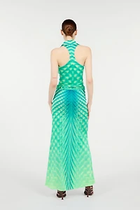 Long Dress with Optical Glass Print