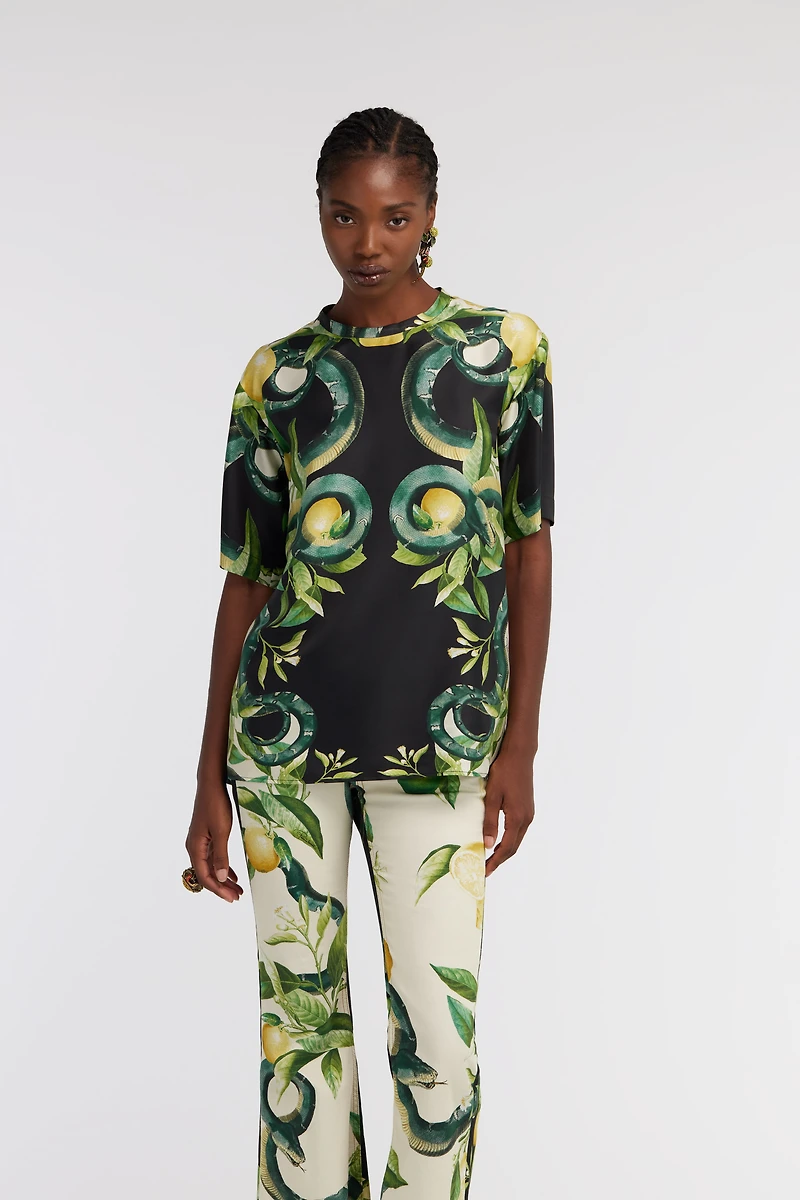 Lemon and Snake print t-shirt
