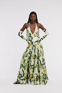 Pleated Lemon print skirt