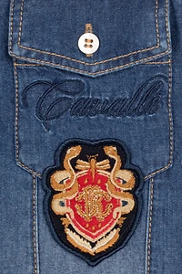 RC Monogram Crest-Appliqué Denim Shirt