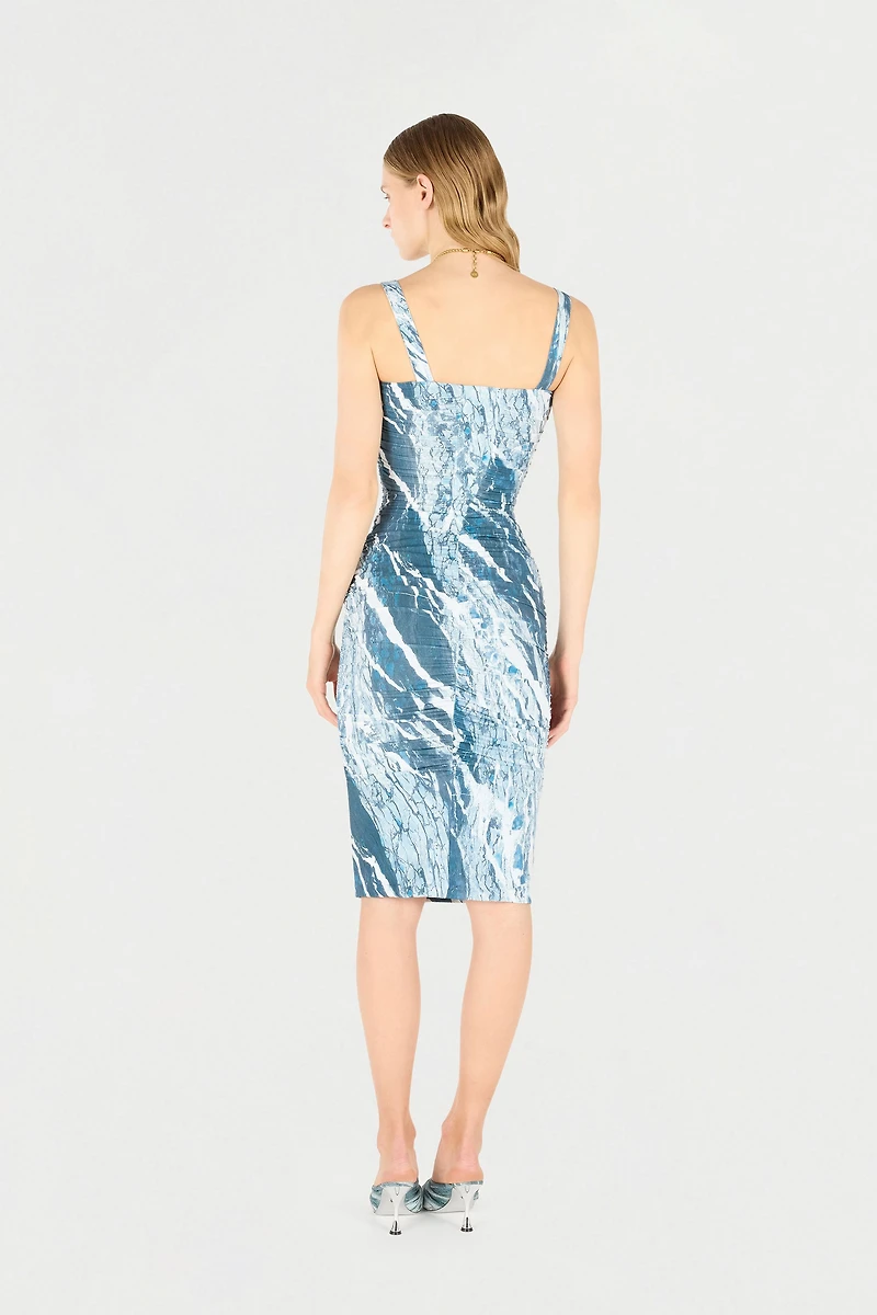 Marble-Print Midi Dress