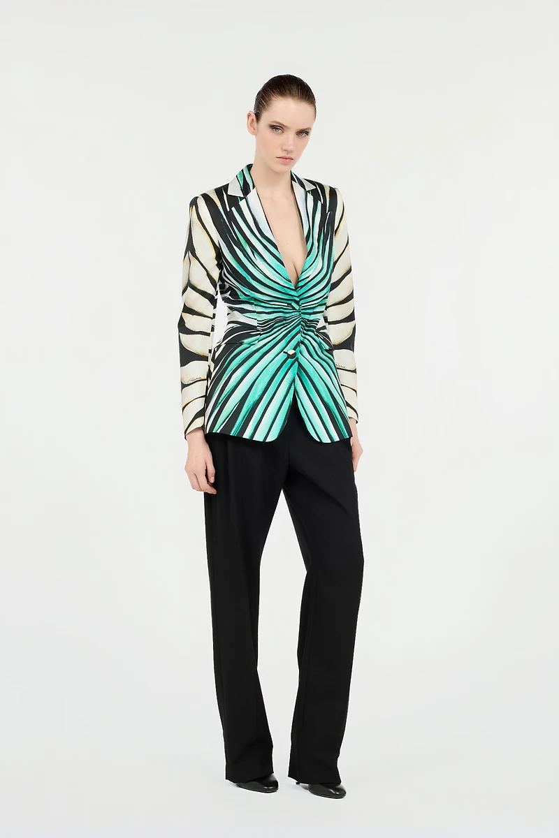 Ray Of Sea Print Silk Jacket