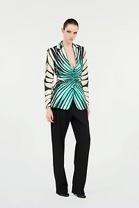 Ray Of Sea Print Silk Jacket