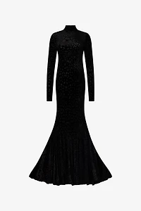 Long Black Dress With Jaguar Skin Pattern