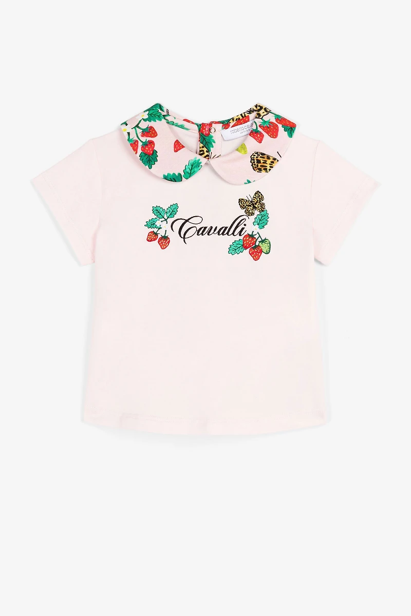 Butterfly And Strawberry-Embroidered Top