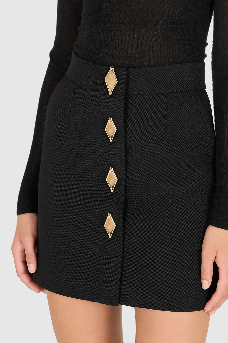 Miniskirt With Jewel Buttons