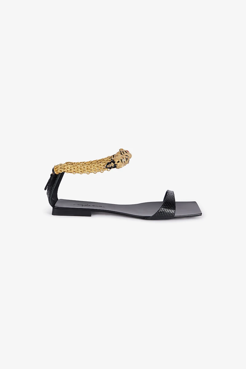 Low Sandals With Jewel Tigers And Snake Print