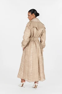 Grid Trench Coat with belt