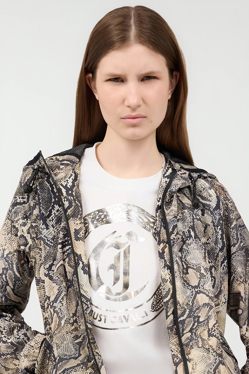 Hooded Jacket With Python Print