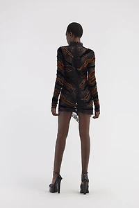 Embroidered dress with inserts