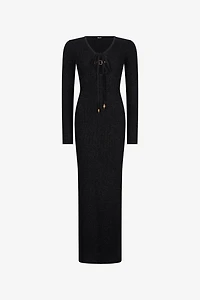 Black Lurex Maxi Dress With Snake Hardware
