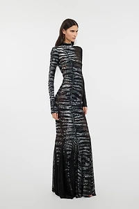 Long See-Through Dress With Zebra Pattern